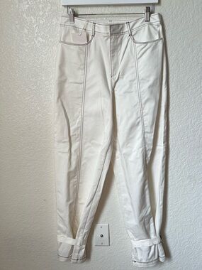 Zara White Boyfriend Jeans with Contrast Seams